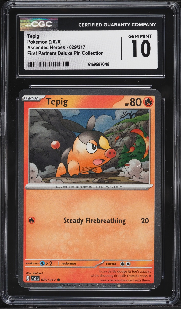 2026 Pokemon Mega Evolution Ascended Heroes First Partners Deluxe Pin Tepig #29 CGC 10 GEM MINT