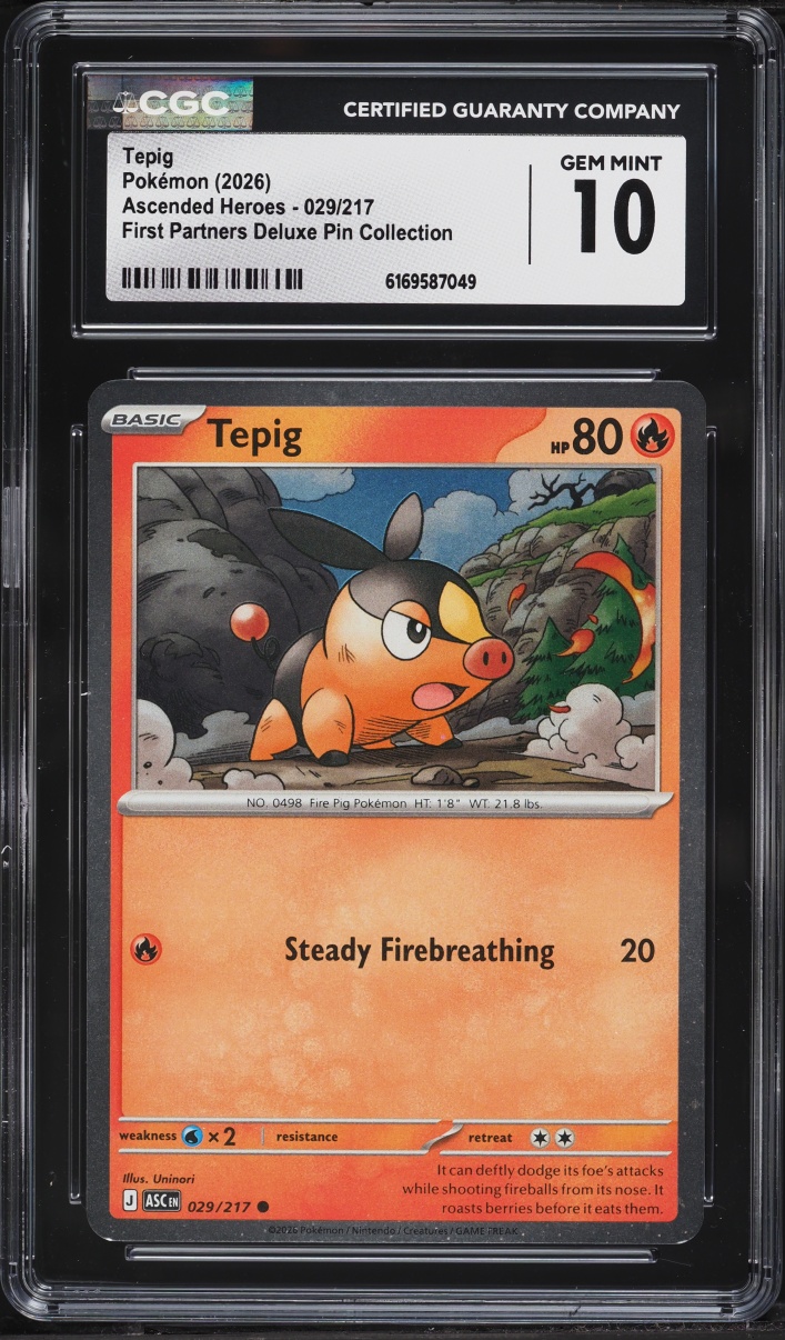 2026 Pokemon Mega Evolution Ascended Heroes First Partners Deluxe Pin Tepig #29 CGC 10 GEM MINT