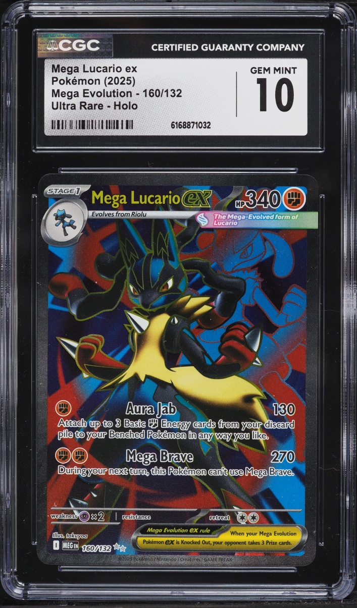 2025 Pokemon Mega Evolution Full Art Mega Lucario ex #160 CGC 10 GEM MINT
