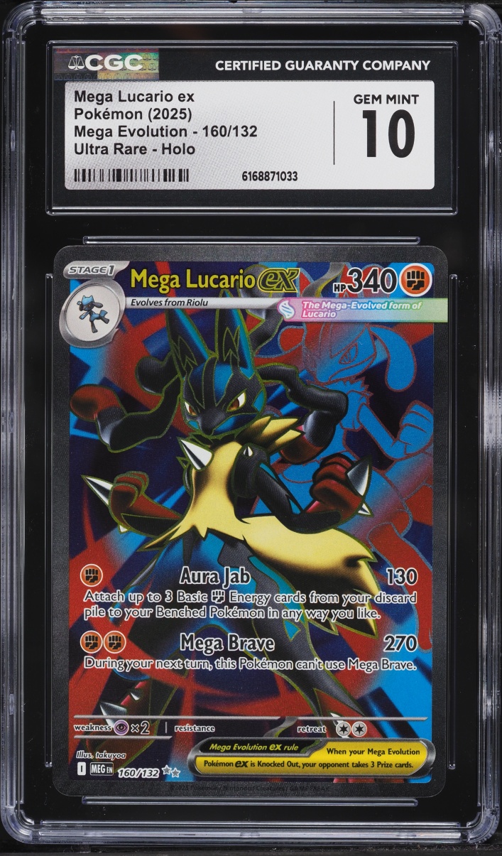 2025 Pokemon Mega Evolution Full Art Mega Lucario ex #160 CGC 10 GEM MINT