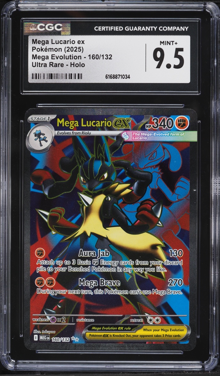 2025 Pokemon Mega Evolution Full Art Mega Lucario ex #160 CGC 9.5 MINT+