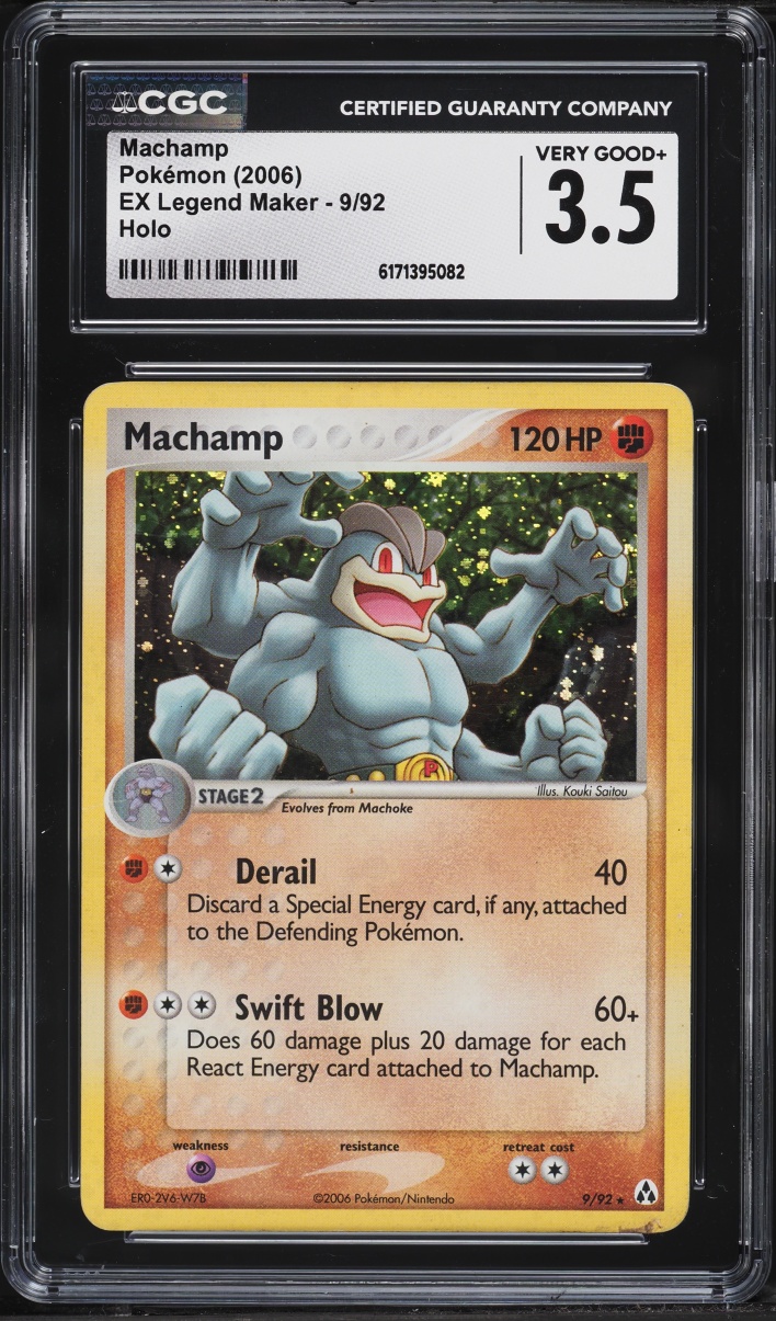 2006 Pokemon EX Legend Maker Holo Machamp #9 CGC 3.5 VG+