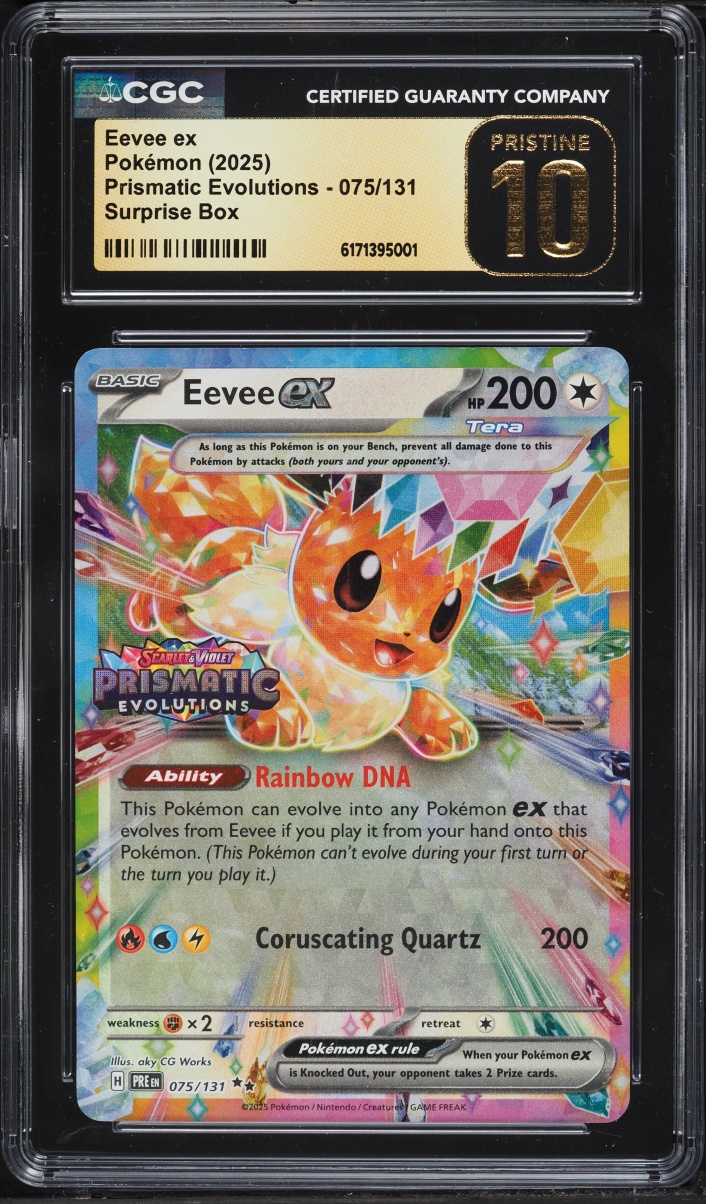 2025 Pokemon Scarlet & Violet Prismatic Evolutions Surprise Box Eevee ex #75 CGC 10 PRISTINE
