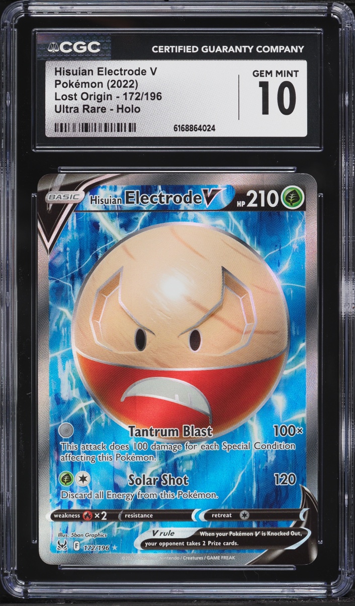 2022 Pokemon Sword & Shield Lost Origin Full Art Hisuian Electrode V #172 CGC 10 GEM MINT