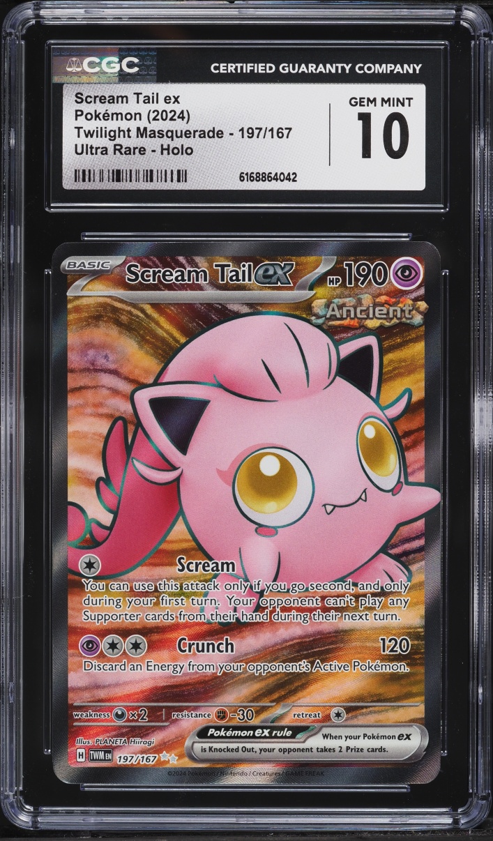 2024 Pokemon Scarlet & Violet Twilight Masquerade Full Art Scream Tail Ex #197 CGC 10 GEM MINT
