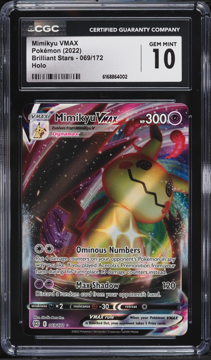 2022 Pokemon Sword & Shield Brilliant Stars Full Art Mimikyu VMAX #69 CGC 10 GEM MINT