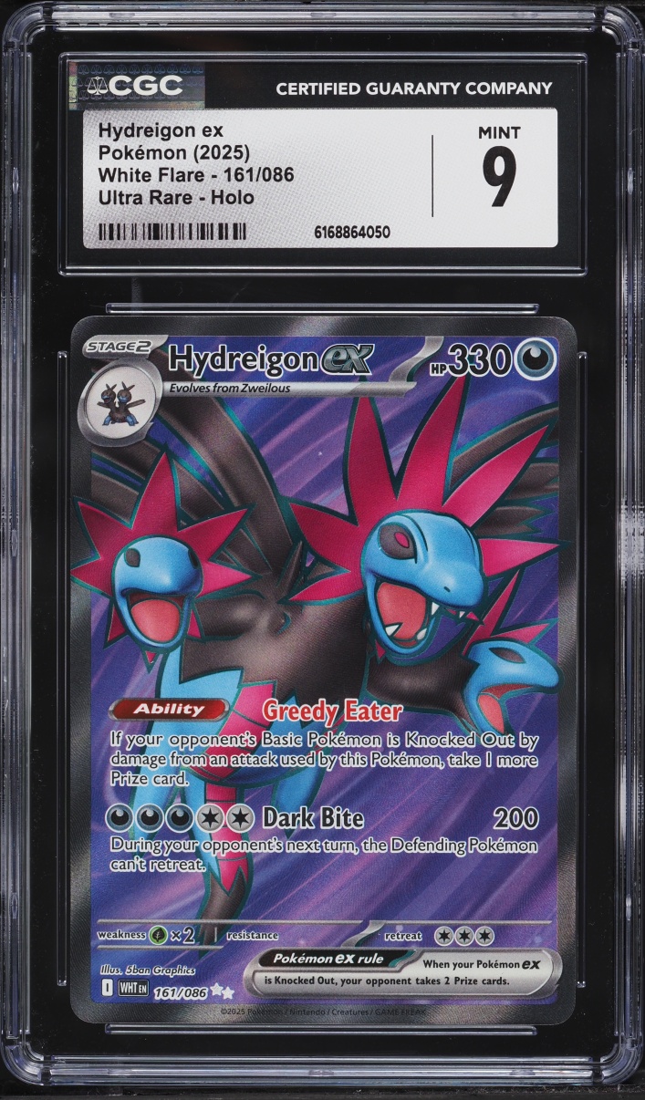 2025 Pokemon Scarlet & Violet White Flare Full Art Hydreigon Ex #161 CGC 9 MINT