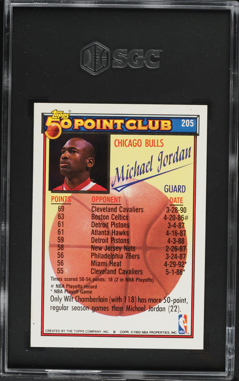 1992 Topps 50 Point Club Michael Jordan #205 SGC 9 MINT