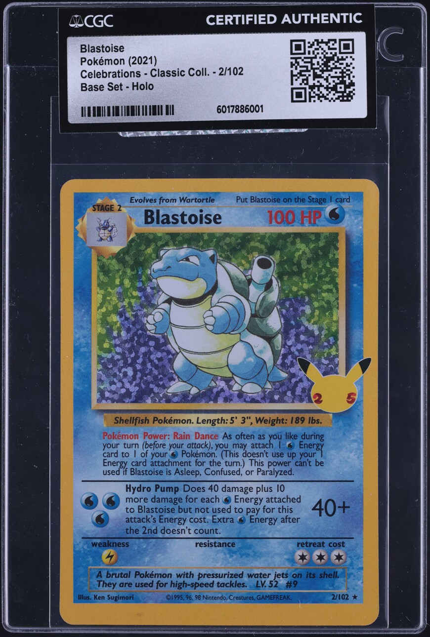 2021 Pokemon SWSH Celebrations Classic Collection Holo Blastoise #2 CGC AUTH