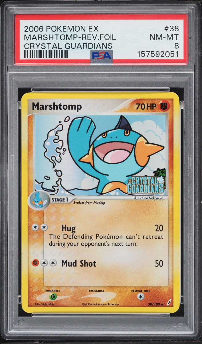 2006 Pokemon EX Crystal Guardians Reverse Holo Marshtomp #38 PSA 8 NM-MT