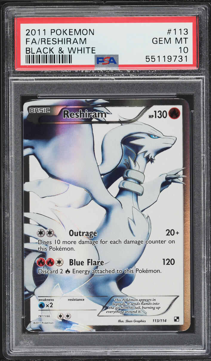 2011 Pokemon Black & White Full Art Reshiram #113 PSA 10 GEM MINT
