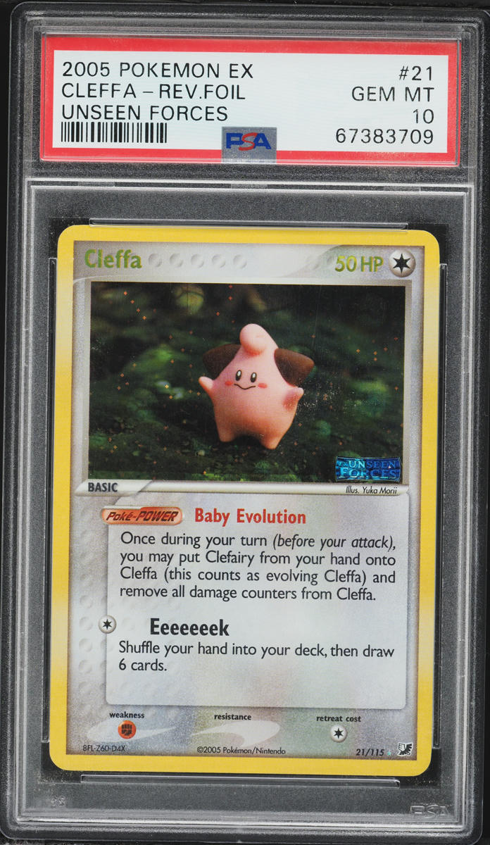 2005 Pokemon EX Unseen Forces Reverse Holo Cleffa #21 PSA 10 GEM MINT