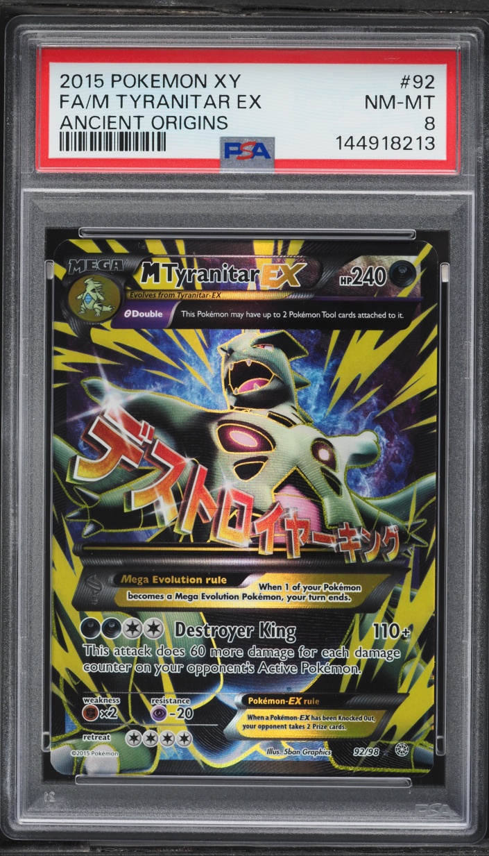 2015 Pokemon XY Ancient Origins Full Art M Tyranitar EX #92 PSA 8 NM-MT