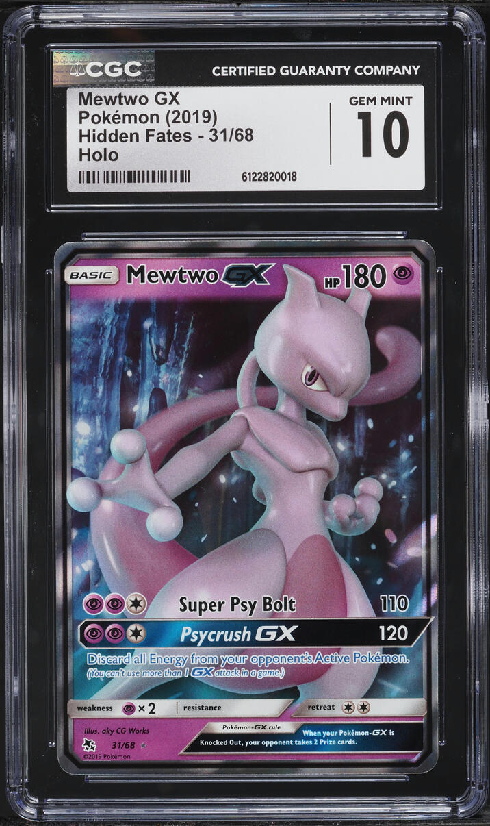 2019 Pokemon Sun & Moon Hidden Fates Mewtwo GX #31 CGC 10 GEM MINT