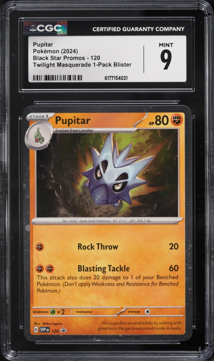 2024 Pokemon Scarlet & Violet Black Star Promo Twilight Masquerade Pupitar #120 CGC 9 MINT