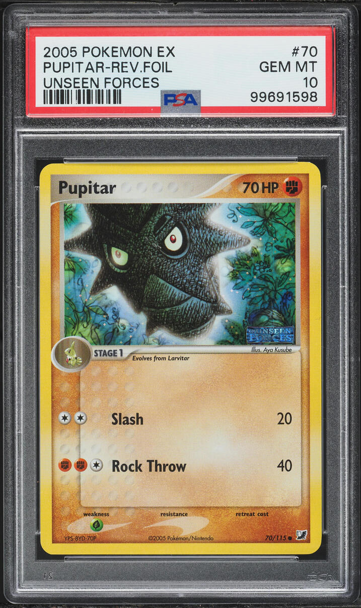 2005 Pokemon EX Unseen Forces Reverse Holo Pupitar #70 PSA 10 GEM MINT