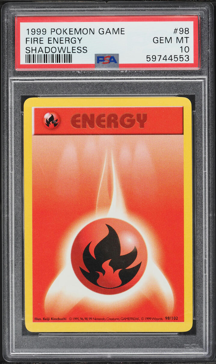 1999 Pokemon Base Set Shadowless Fire Energy #98 PSA 10 GEM MINT