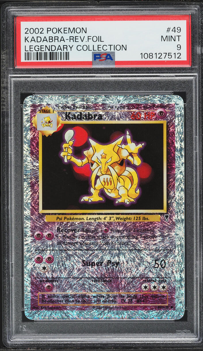 2002 Pokemon Legendary Collection Reverse Holo Kadabra #49 PSA 9 MINT