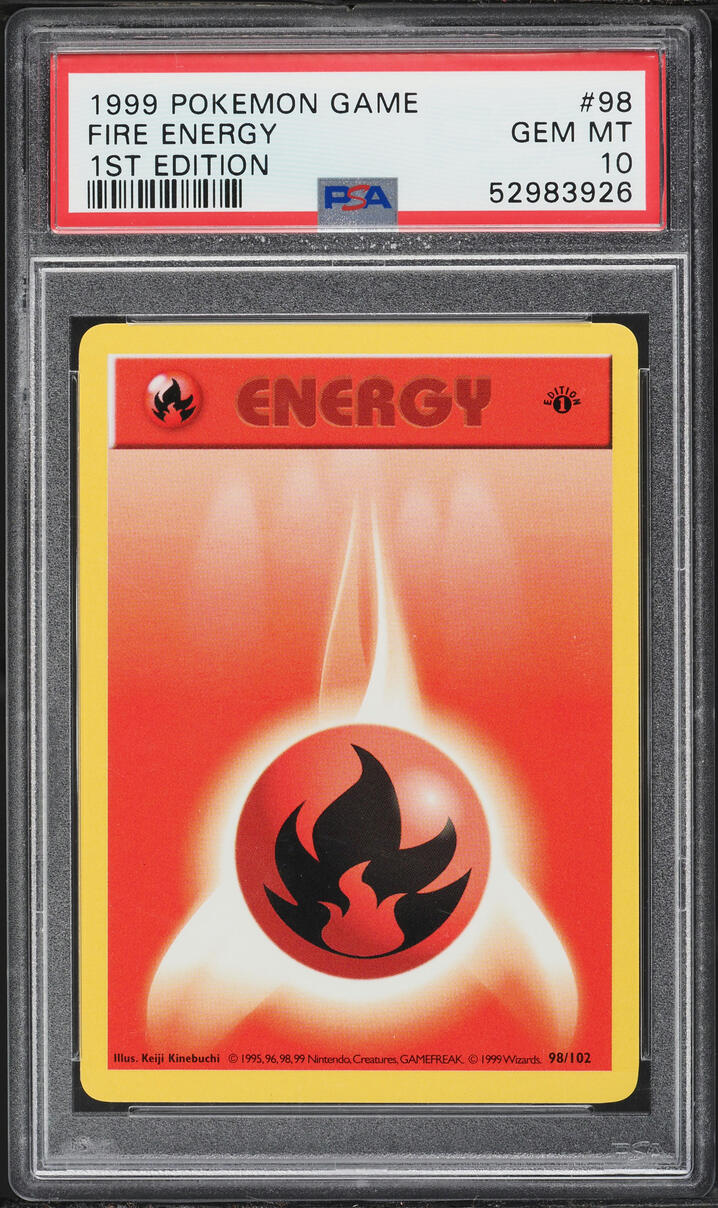 1999 Pokemon Base Set Shadowless 1st Edition Fire Energy #98 PSA 10 GEM MINT