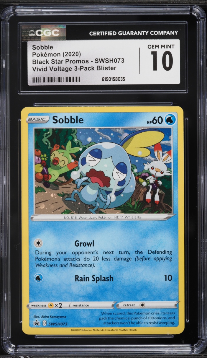 2020 Pokemon Sword & Shield Black Star Promo Vivid Voltage Holo Sobble #SWSH073 CGC 10 GEM MINT