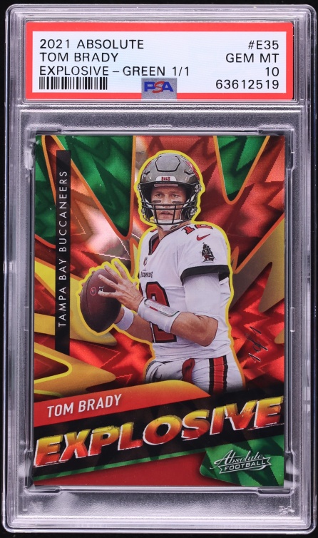 2021 Absolute Explosive Green Tom Brady 1/1 #E35 PSA 10 GEM MINT