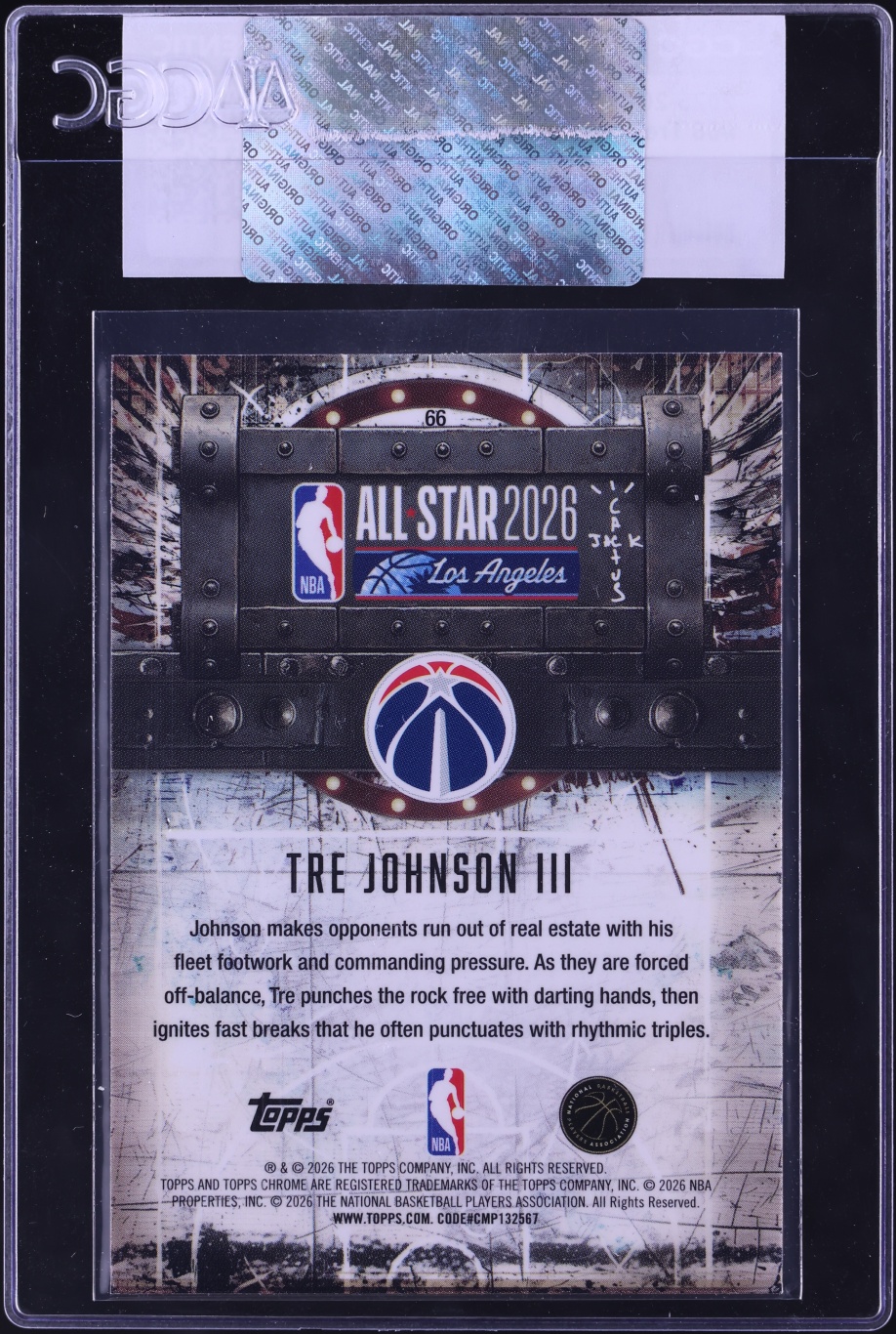 2025 Topps Chrome Cactus Jack X ASG Tre Johnson III ROOKIE #66 CGC AUTH
