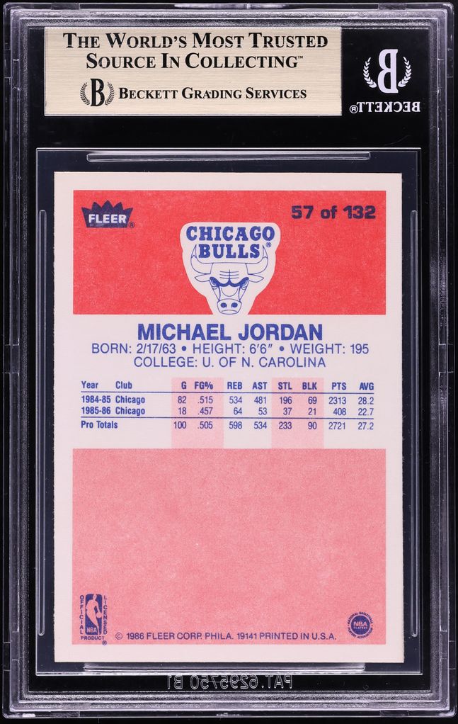 1986 Fleer Basketball Michael Jordan ROOKIE #57 BGS 9.5 GEM MINT