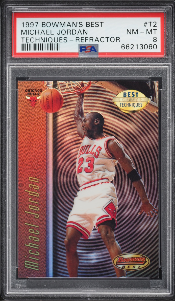 1997 Bowman's Best Techniques Refractor Michael Jordan #T2 PSA 8 NM-MT