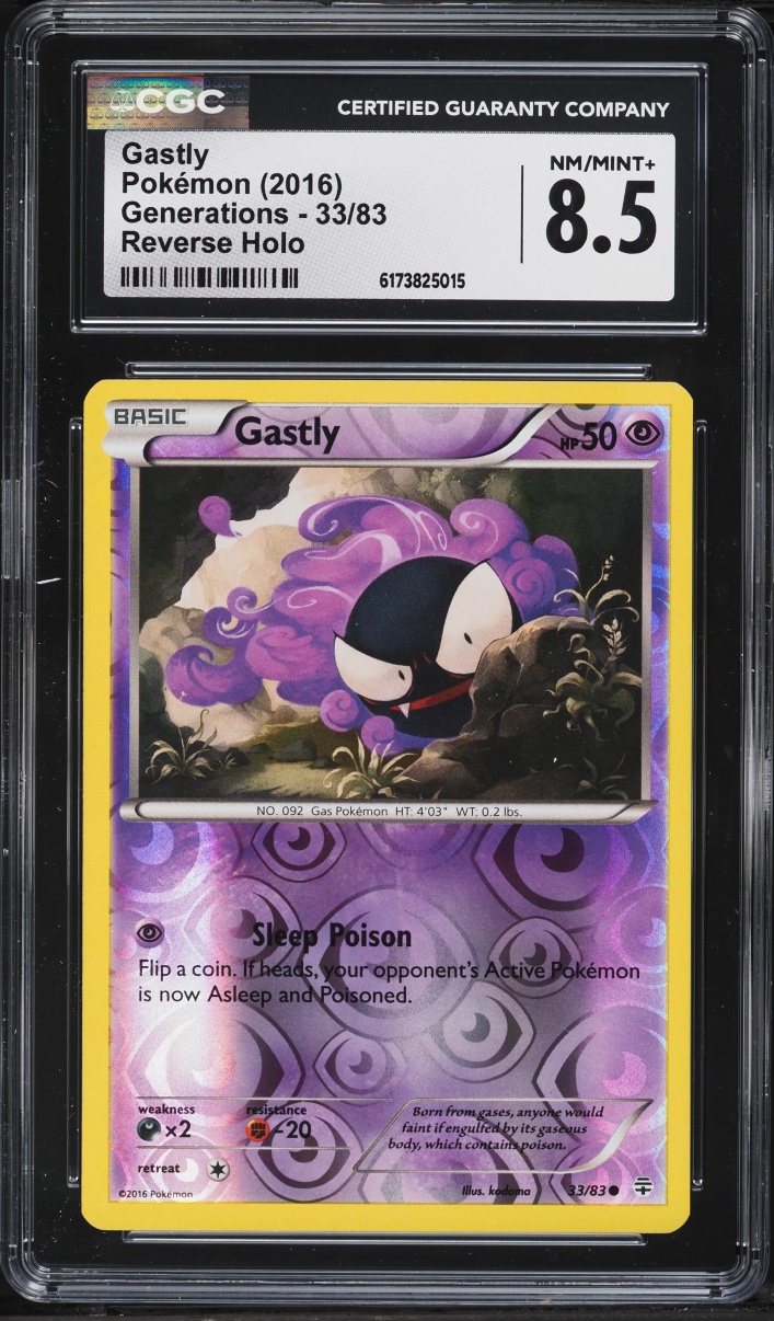 2016 Pokemon XY Generations Reverse Holo Gastly #33 CGC 8.5 NM-MT+