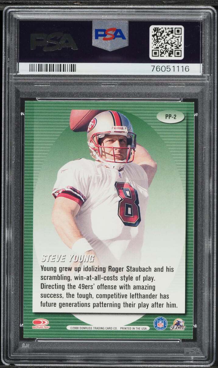 2000 Donruss Preferred Pen Pals Steve Young #PP-2 PSA 9 MINT - Photo 2
