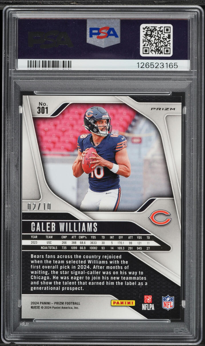 2024 Panini Prizm Gold Choice Caleb Williams ROOKIE /10 #301 PSA 9 MINT - Photo 2