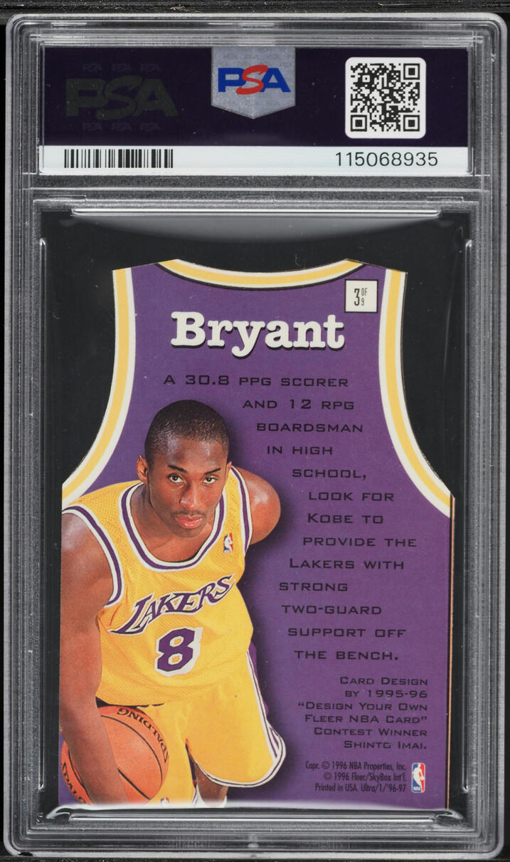 1996 Ultra Fresh Faces Die Cut Kobe Bryant ROOKIE #3 PSA 9 MINT - Photo 2