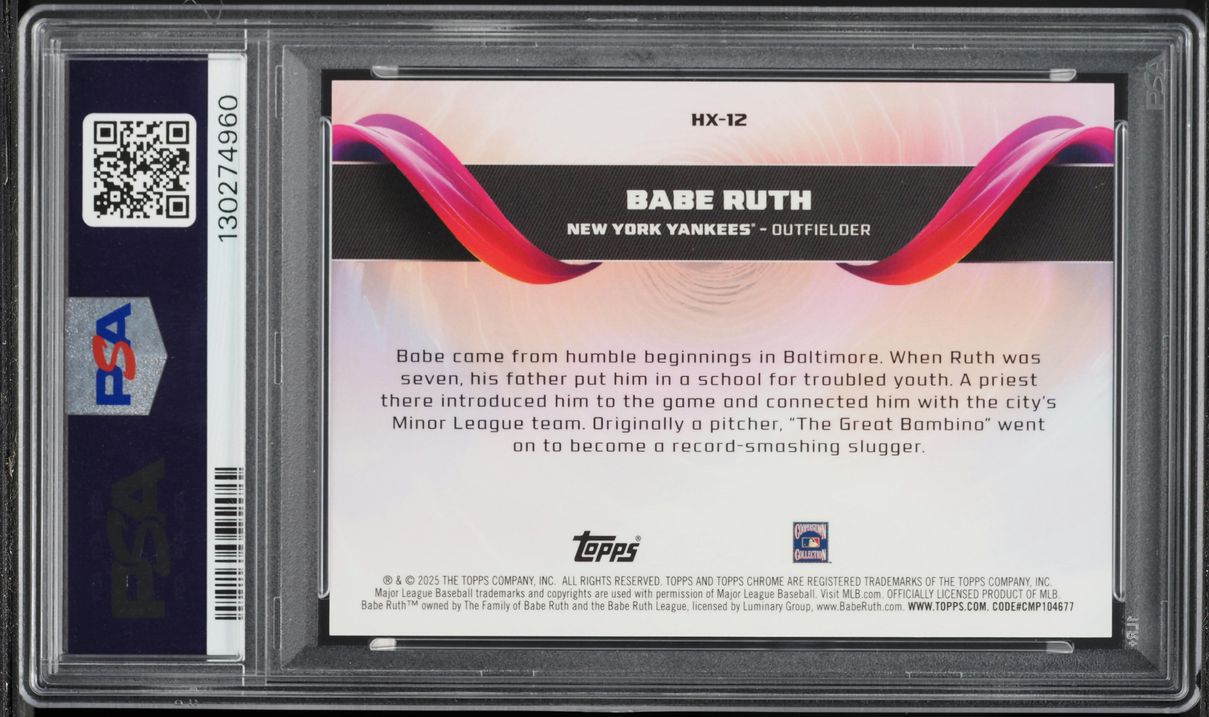 2025 Topps Chrome Helix Babe Ruth #HX12 PSA 10 GEM MINT - Photo 2