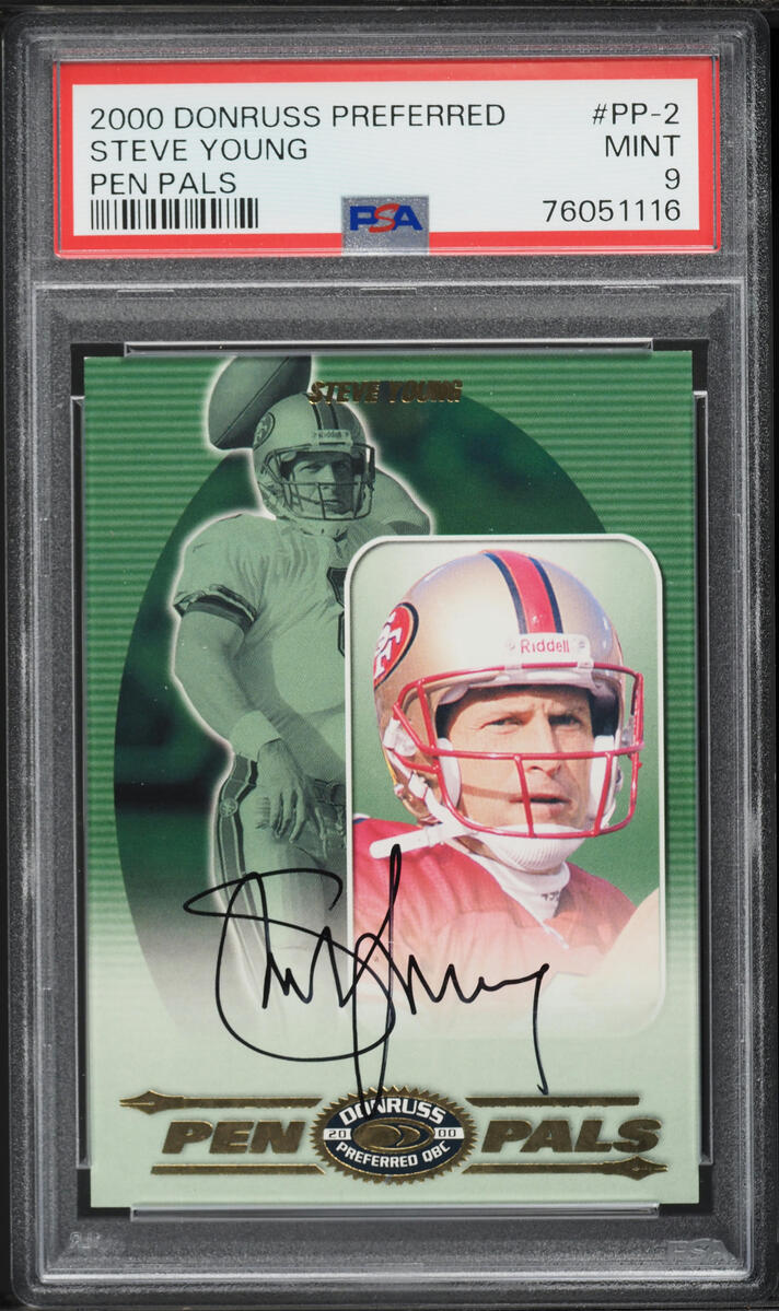 2000 Donruss Preferred Pen Pals Steve Young #PP-2 PSA 9 MINT - Photo 1