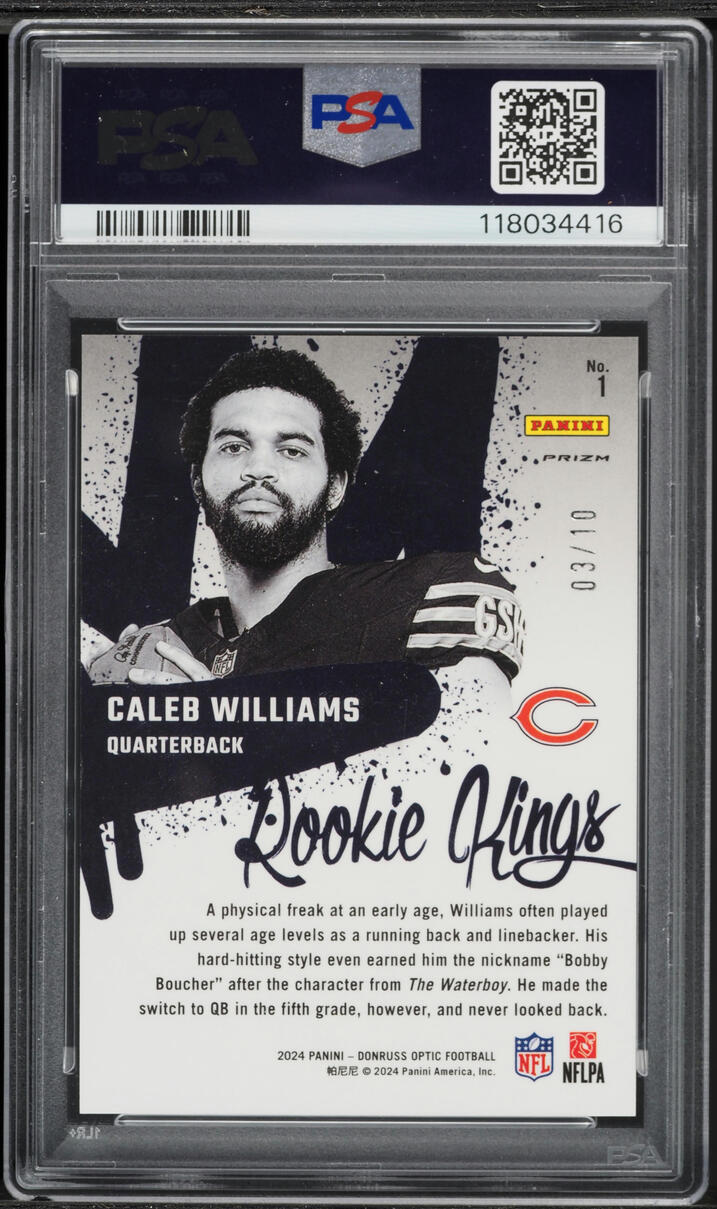 2024 Donruss Optic Rookie Kings Gold Caleb Williams ROOKIE /10 #1 PSA 9 MINT - Photo 2