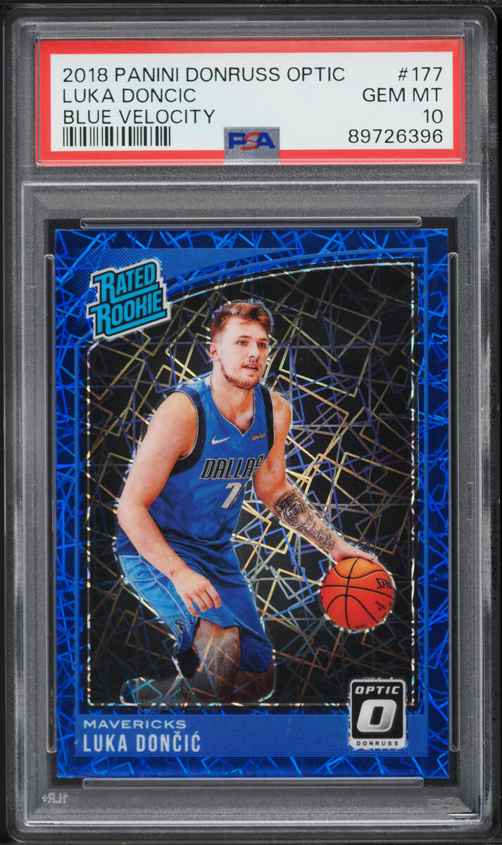 2018 Donruss Optic Blue Velocity Luka Doncic ROOKIE #177 PSA 10 GEM MINT - Photo 1