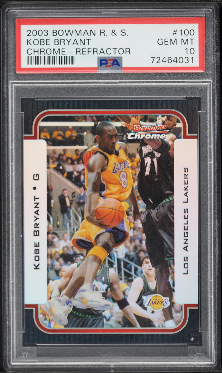 2003 Bowman Chrome Refractor Kobe Bryant /300 #100 PSA 10 GEM MINT - Photo 1