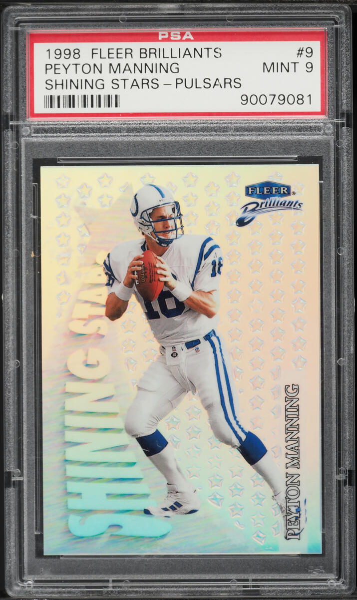 1998 Fleer Brilliants Shining Stars Pulsars Peyton Manning ROOKIE #9 PSA 9 MINT - Photo 1