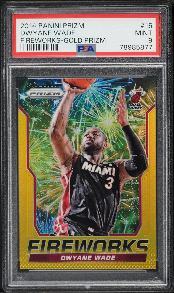 2014 Panini Prizm Fireworks Gold Dwyane Wade /10 #15 PSA 9 MINT - Photo 1