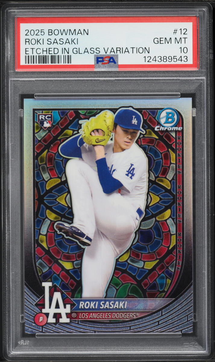 2025 Bowman Chrome Etched In Glass Variation Roki Sasaki ROOKIE #12 PSA 10 GEM MINT - Photo 1