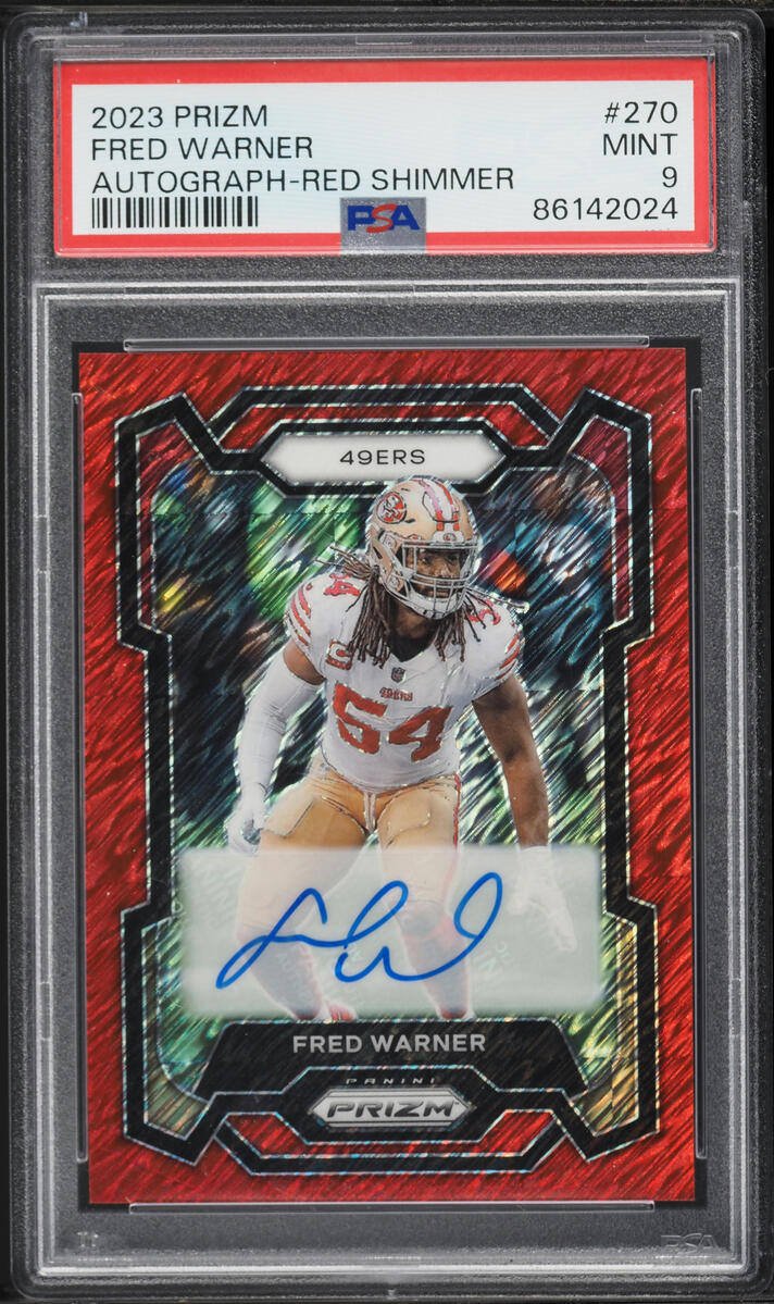 2023 Panini Prizm Red Shimmer Fred Warner AUTO /35 #270 PSA 9 MINT - Photo 1