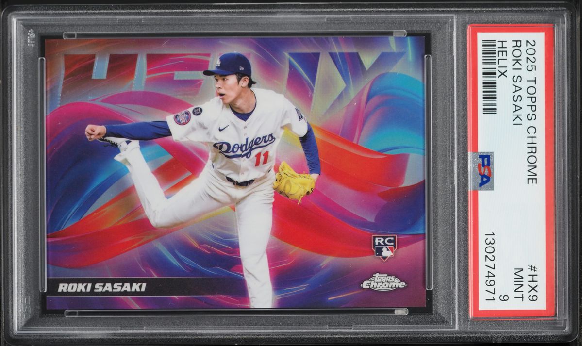 2025 Topps Chrome Helix Roki Sasaki ROOKIE #HX9 PSA 9 MINT - Photo 1