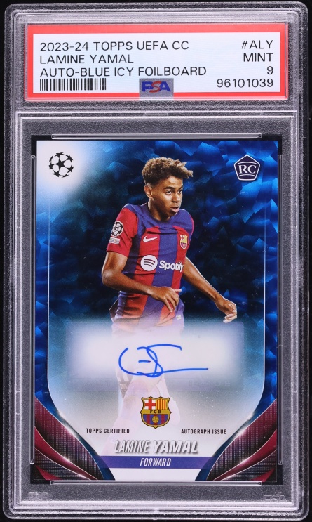 2023 Topps UEFA CC Blue Icy Foilboard Lamine Yamal ROOKIE AUTO /99 #A-LY PSA 9 MINT - Photo 1