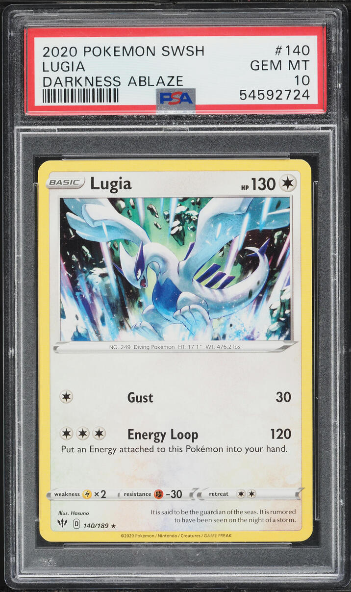 2020 Pokemon Sword & Shield Darkness Ablaze Lugia #140 PSA 10 GEM MINT