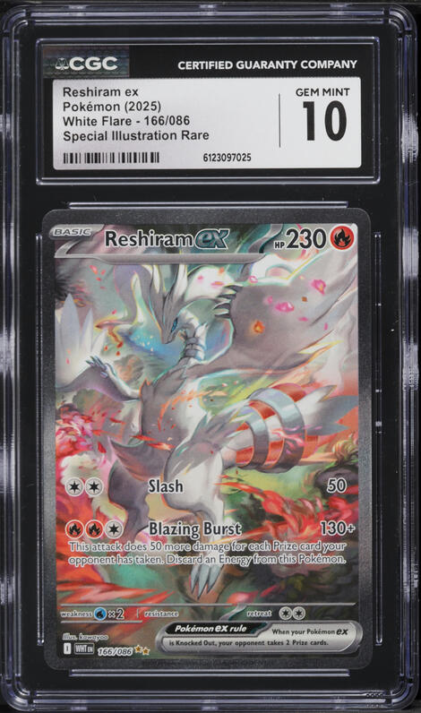 2025 Pokemon WhIte Flare Black White Full Art Reshiram EX #173 PSA