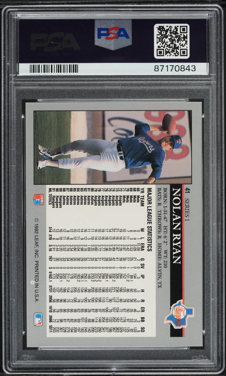 1992 Leaf Nolan Ryan #41 PSA 10 GEM MINT