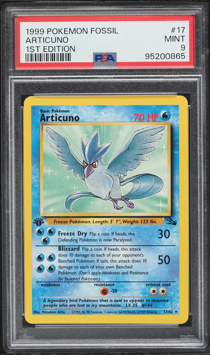 1999 Pokemon Fossil 1st Edition Articuno #17 PSA 9 MINT