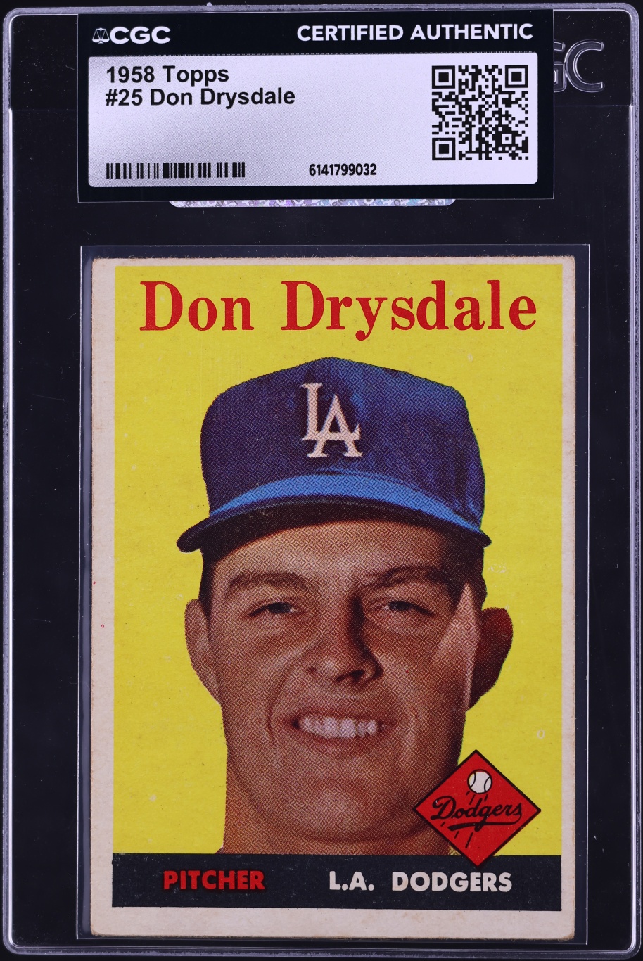 1958 Topps Don Drysdale #25 CGC AUTH