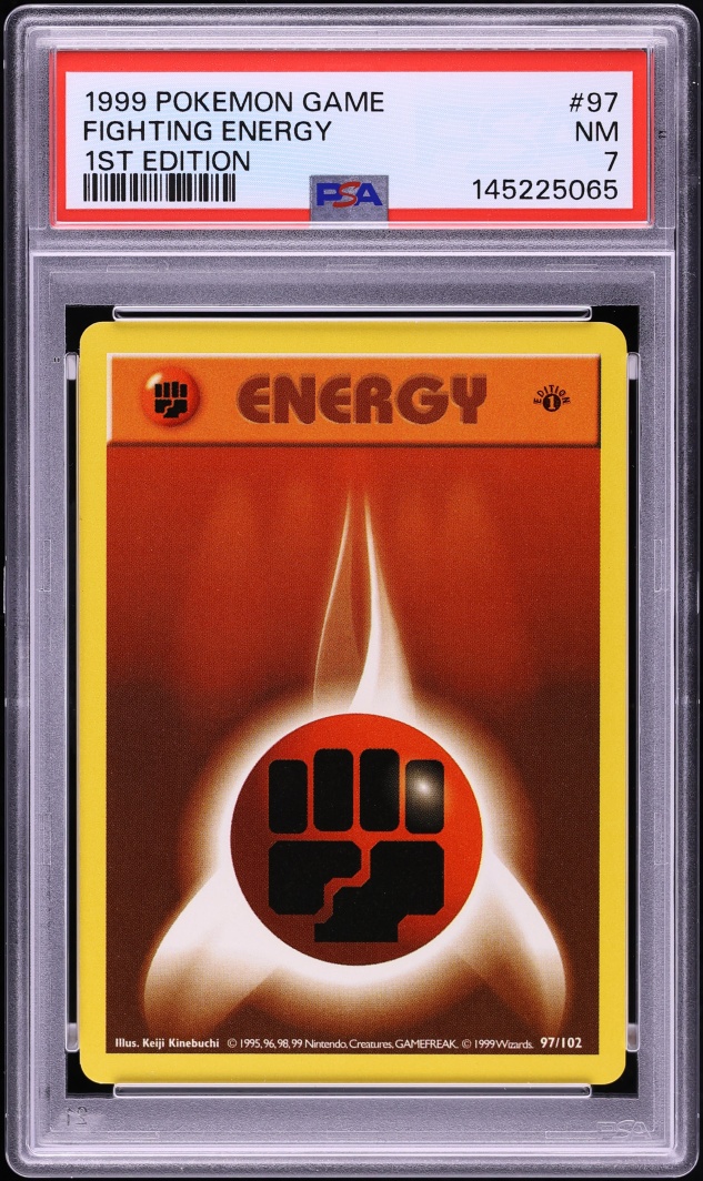 1999 Pokemon Base Set Shadowless 1st Edition Fighting Energy #97 PSA 7 NRMT