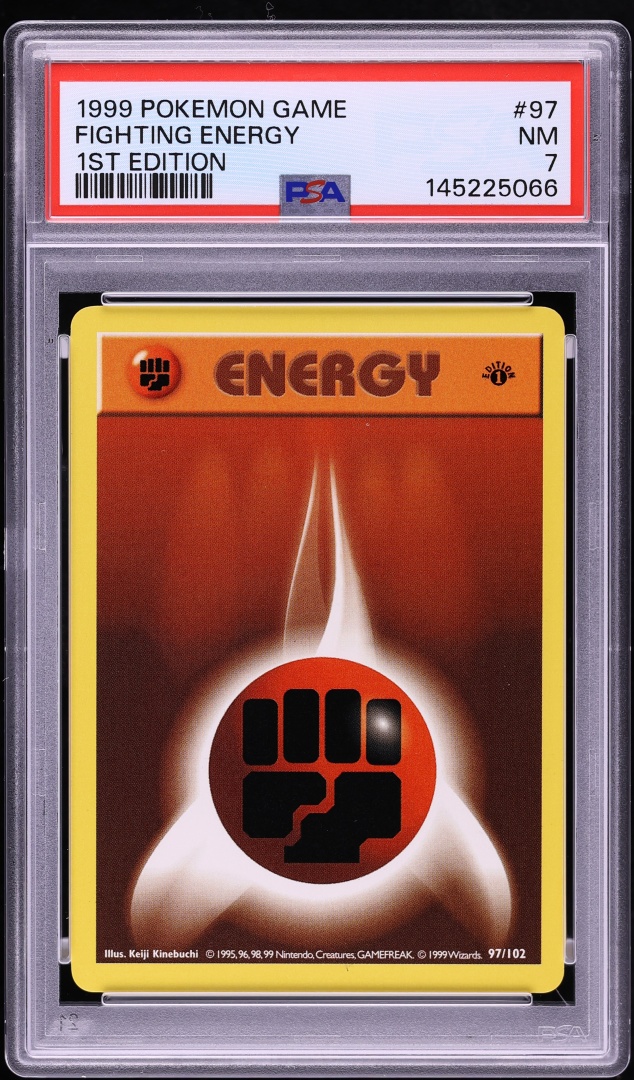 1999 Pokemon Base Set Shadowless 1st Edition Fighting Energy #97 PSA 7 NRMT